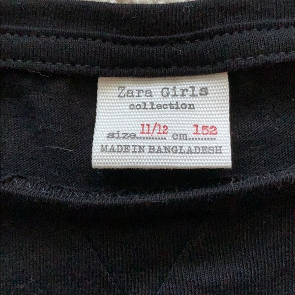 Black Crop Top With Rolled Sleeves Girls Size L - Picture 2 of 3